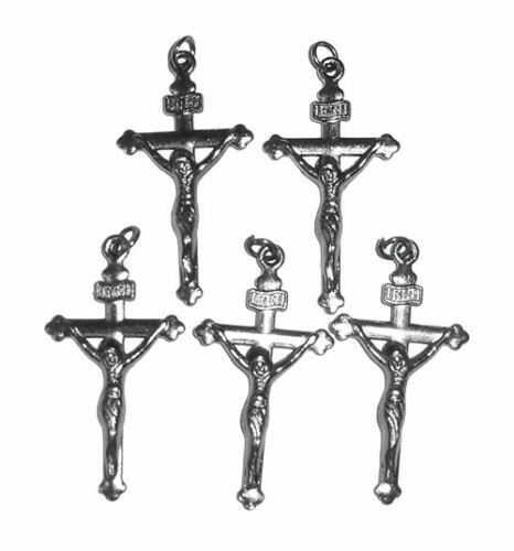5 Catholic Saint Crucifix Jesus on Cross Black Metal Pendant 1.5″ Free Shipping