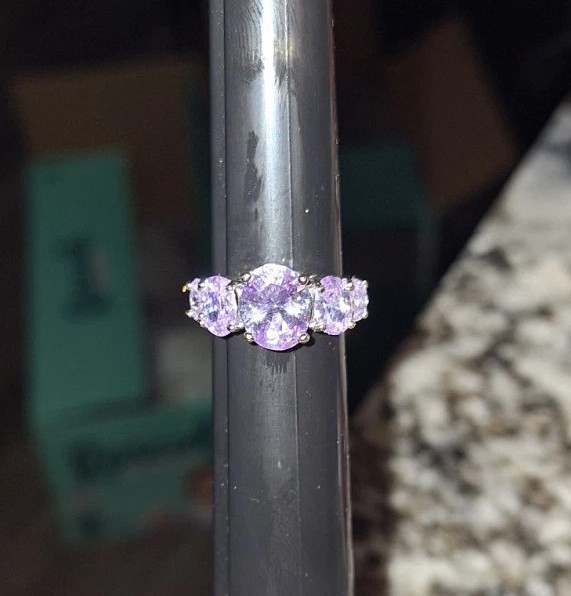 5 Stone Lavander Round Cut Fashion Jewelry Ring