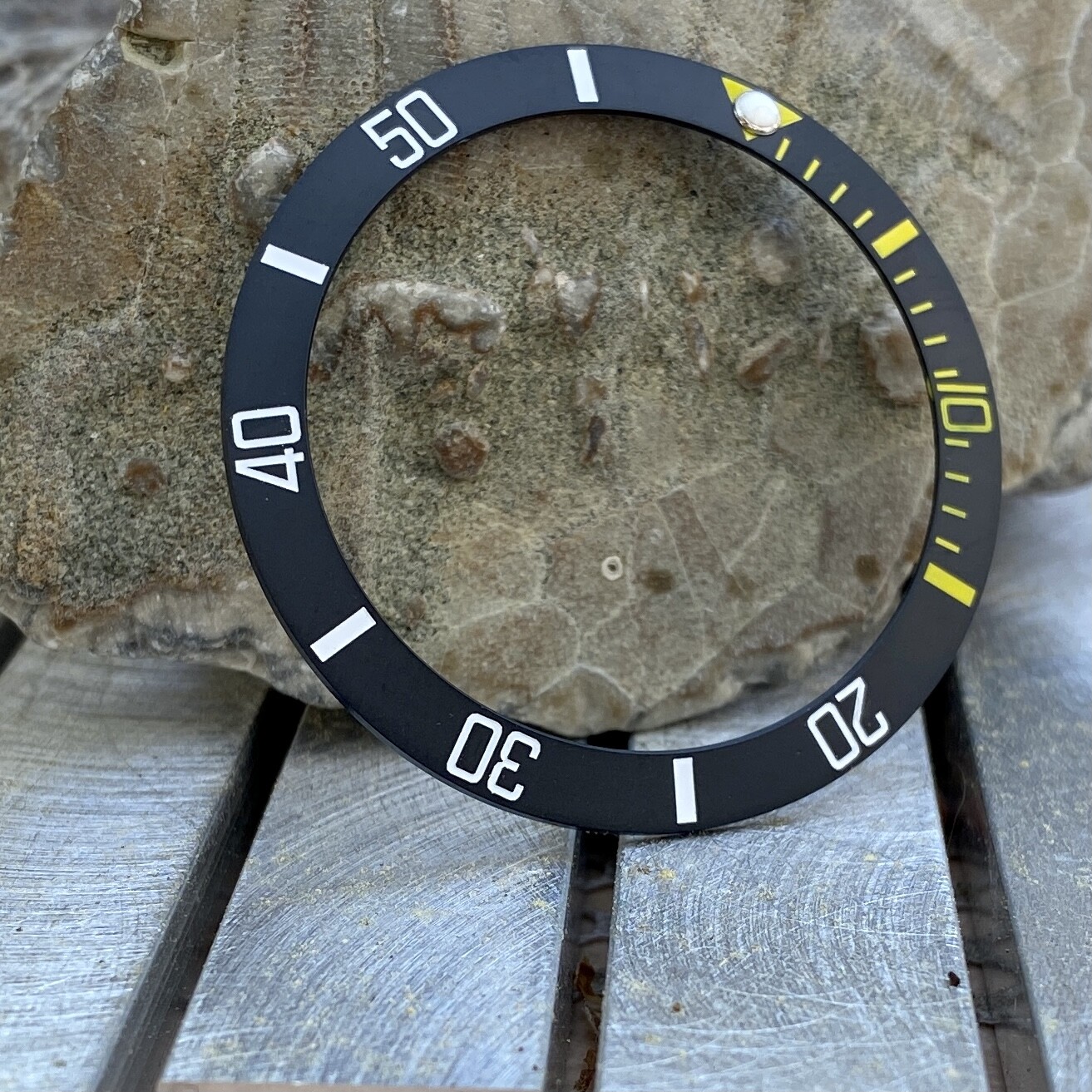 Matte Black w/ Yellow+White Ceramic [Sub Style Bezel Insert] for Seiko SKX SRPD