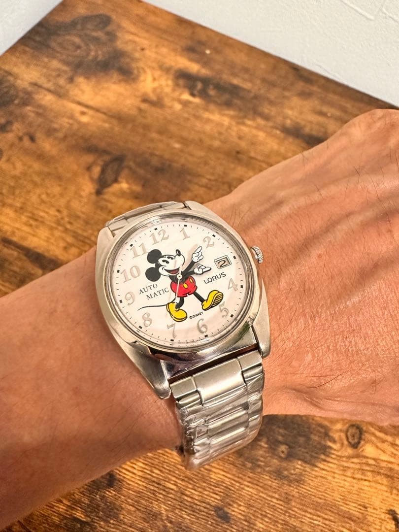 Mickey Mouse Wristwatch White/Silver Analog Mechanical from Japan Automatic