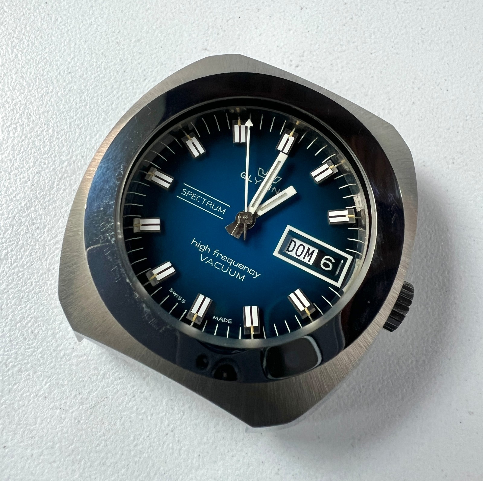 Glycine Automatic Watch Vintage Mens High Frecuency Spectrum Vacuum Blue Dial