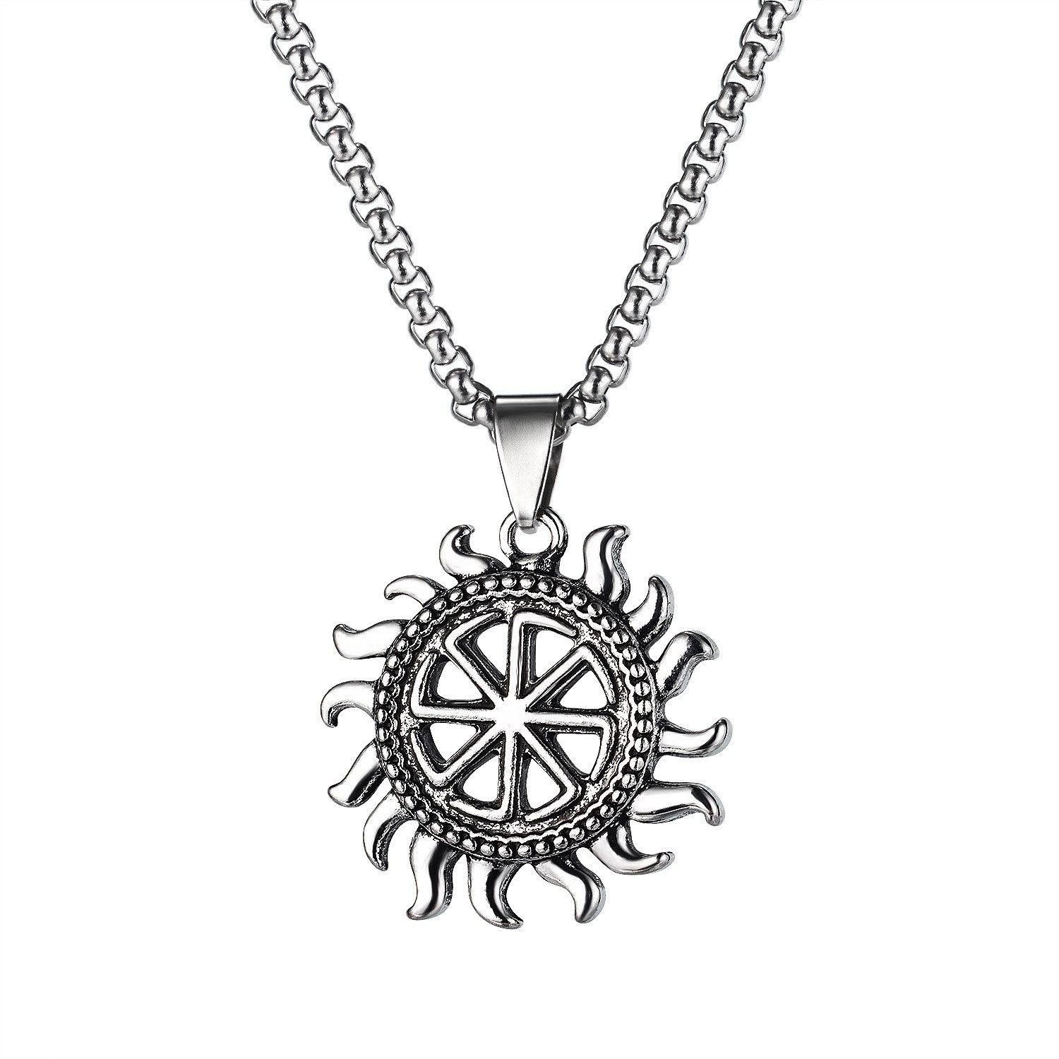 Hot Wheels Necklace Stainless Steel Pendant Jewelry Hollow Sun Pendant Hip Hop