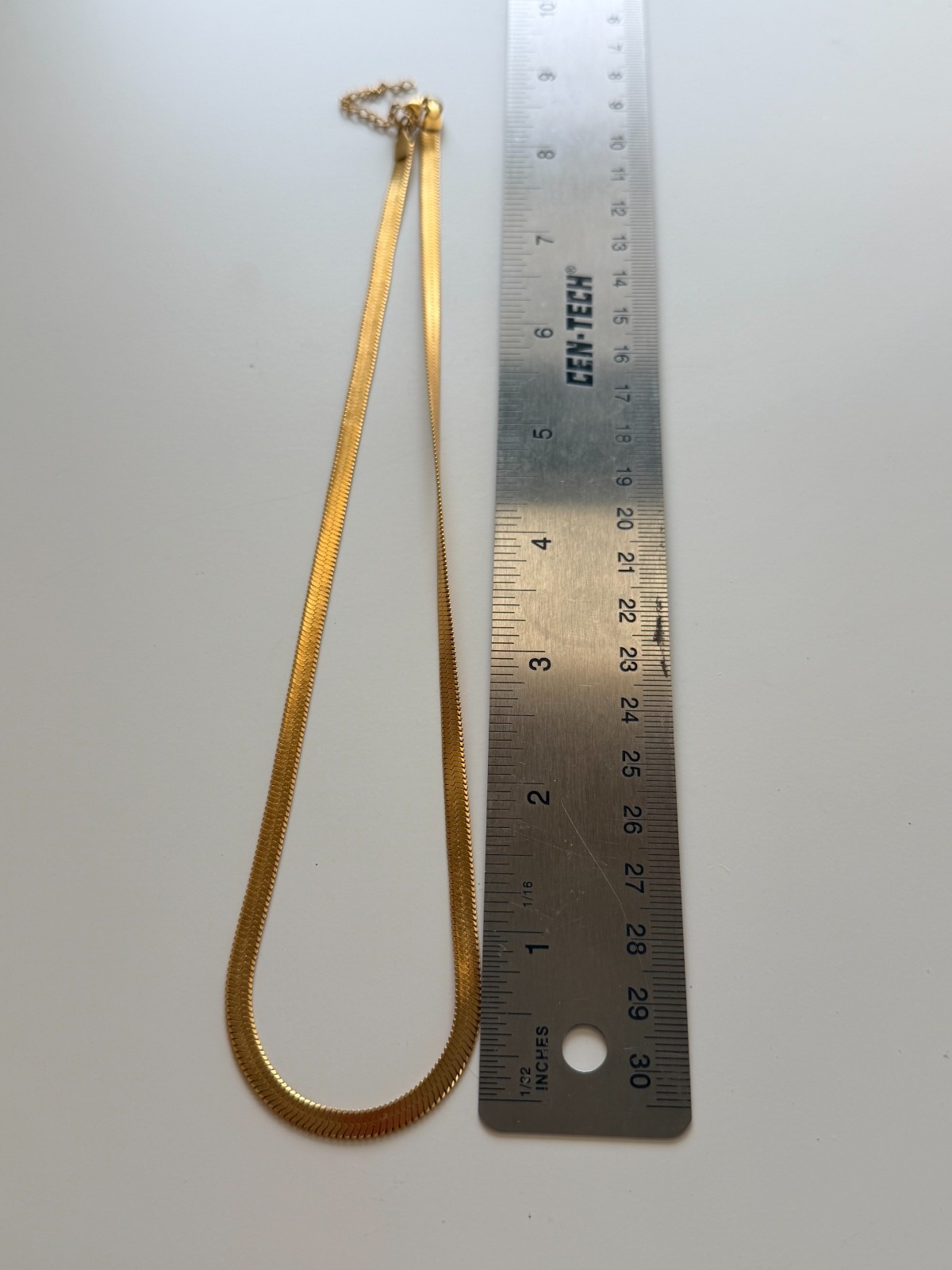 Classic Gold Tone Flat Herringbone Snake Chain Necklace