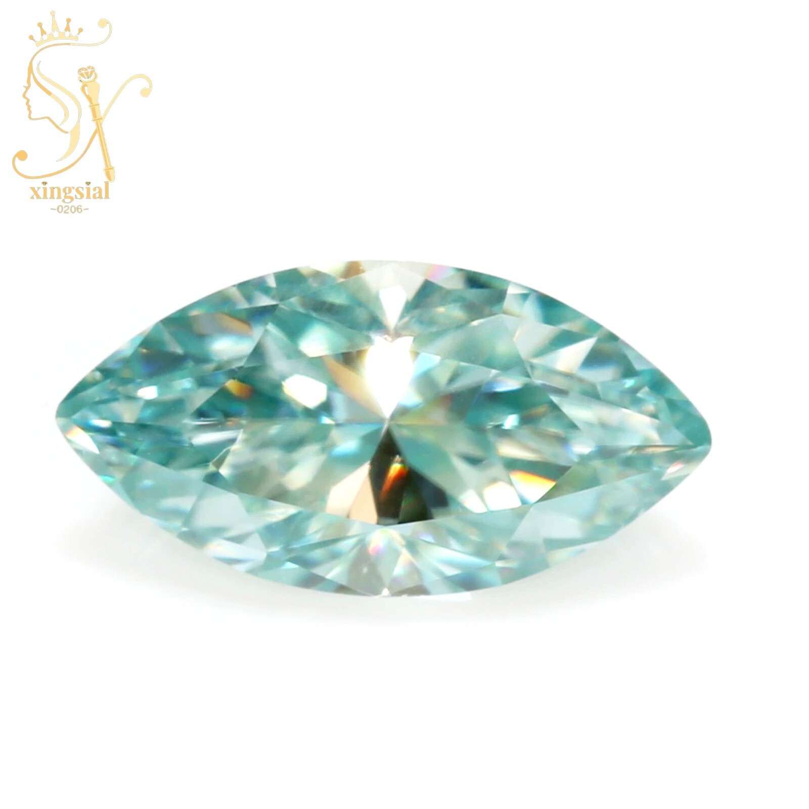 Real Moissanite Loose Stone Cyan Blue Color Marquise Cut VVS1 DIY Ring Gemstones