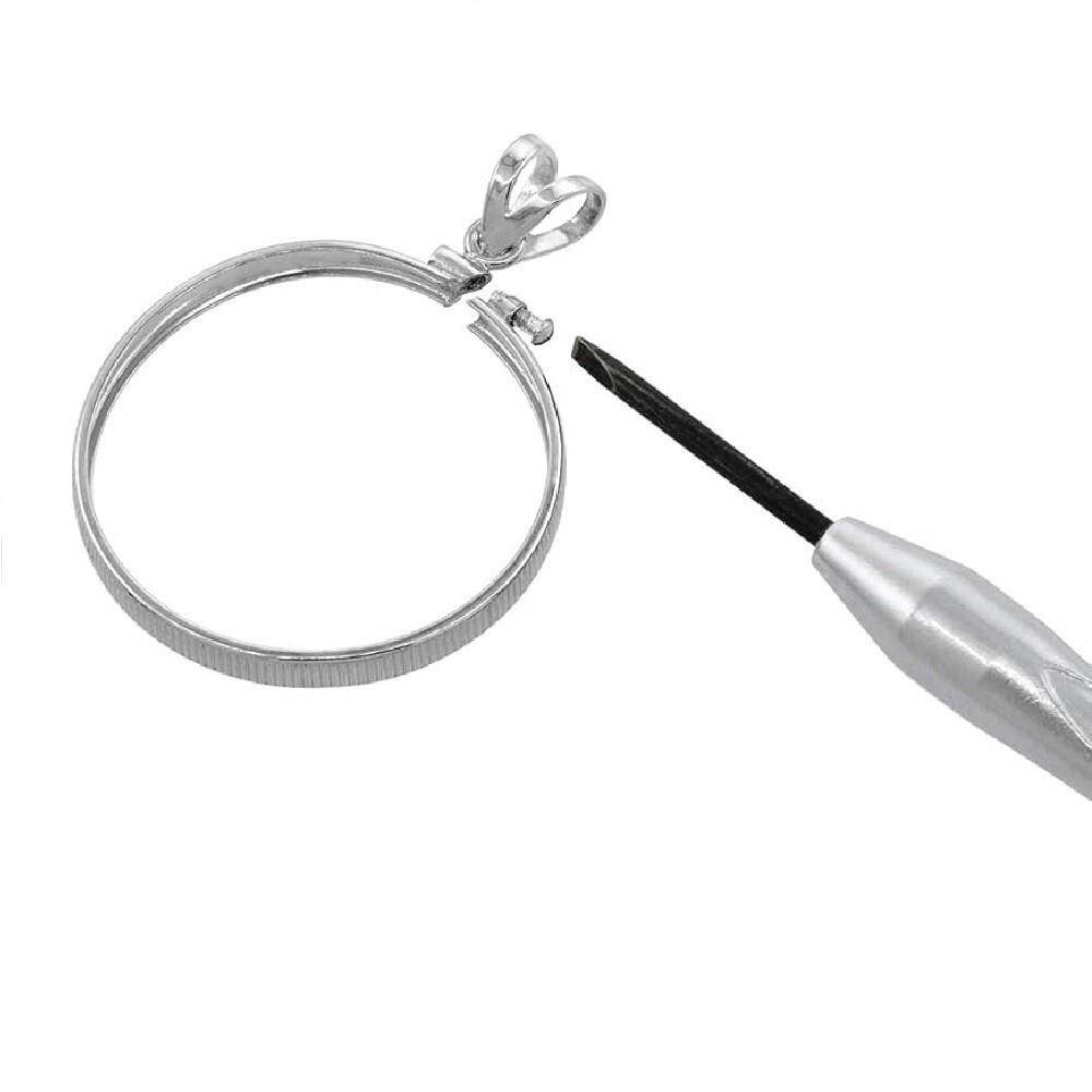 39 mm Sterling Silver Screw Top Edge 1 oz Silver Round Coin Bezel Pendant