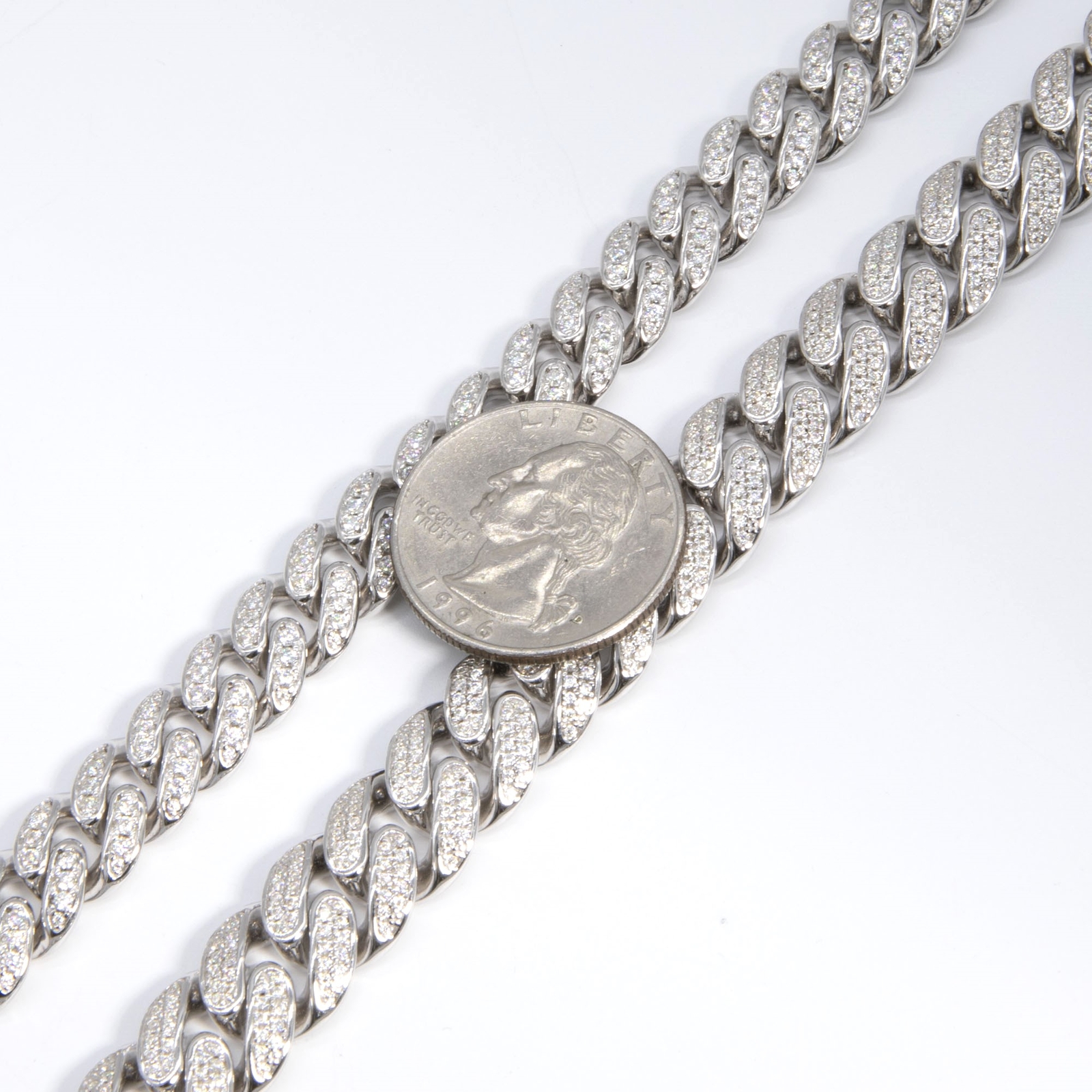 Moissanite Cuban Link Chain Solid Sterling Silver 925 All Sizes
