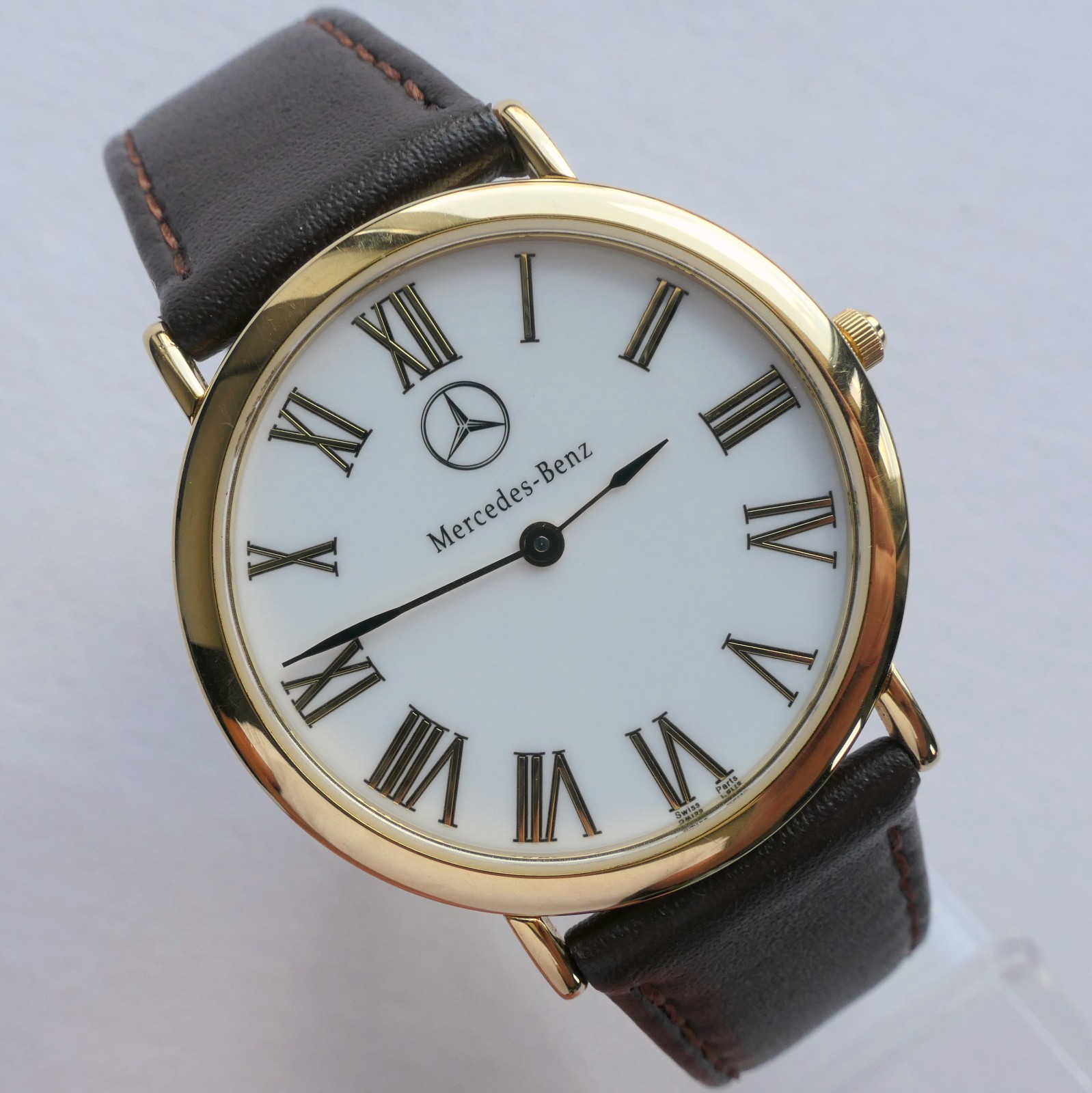 Mercedes Benz Classic Car Accessory 18k Gold Plated Swiss Made Luxury Watch