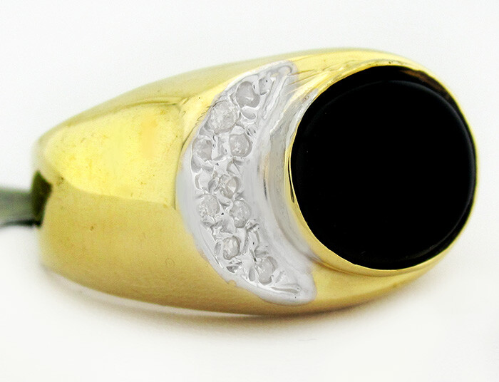 GENUINE 3.34 Cts BLACK ONYX & DIAMONDS RING 14K YELLOW GOLD * FREE Appraisal