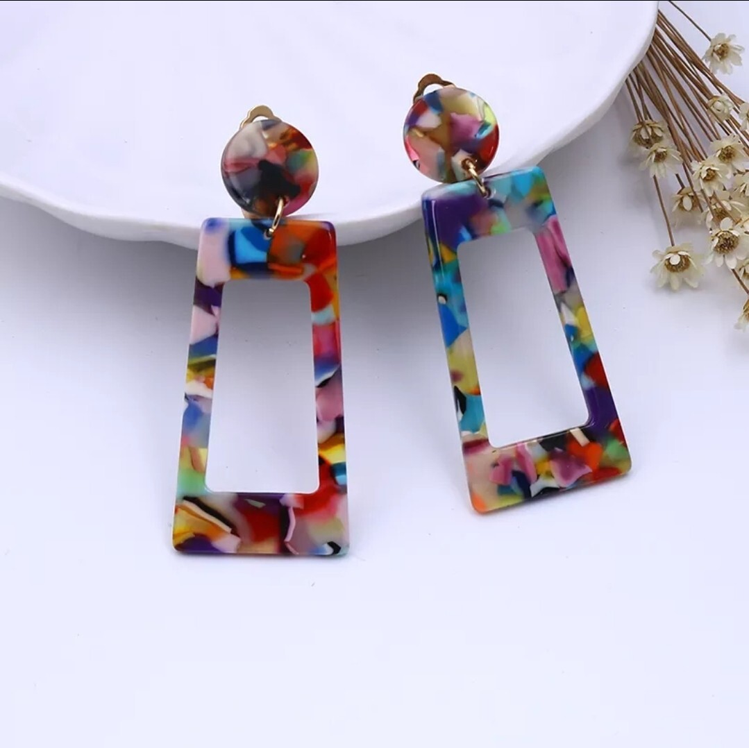 Trendy Dangle Drop Earrings Trapezoid Ear Hoop Simple 94-8
