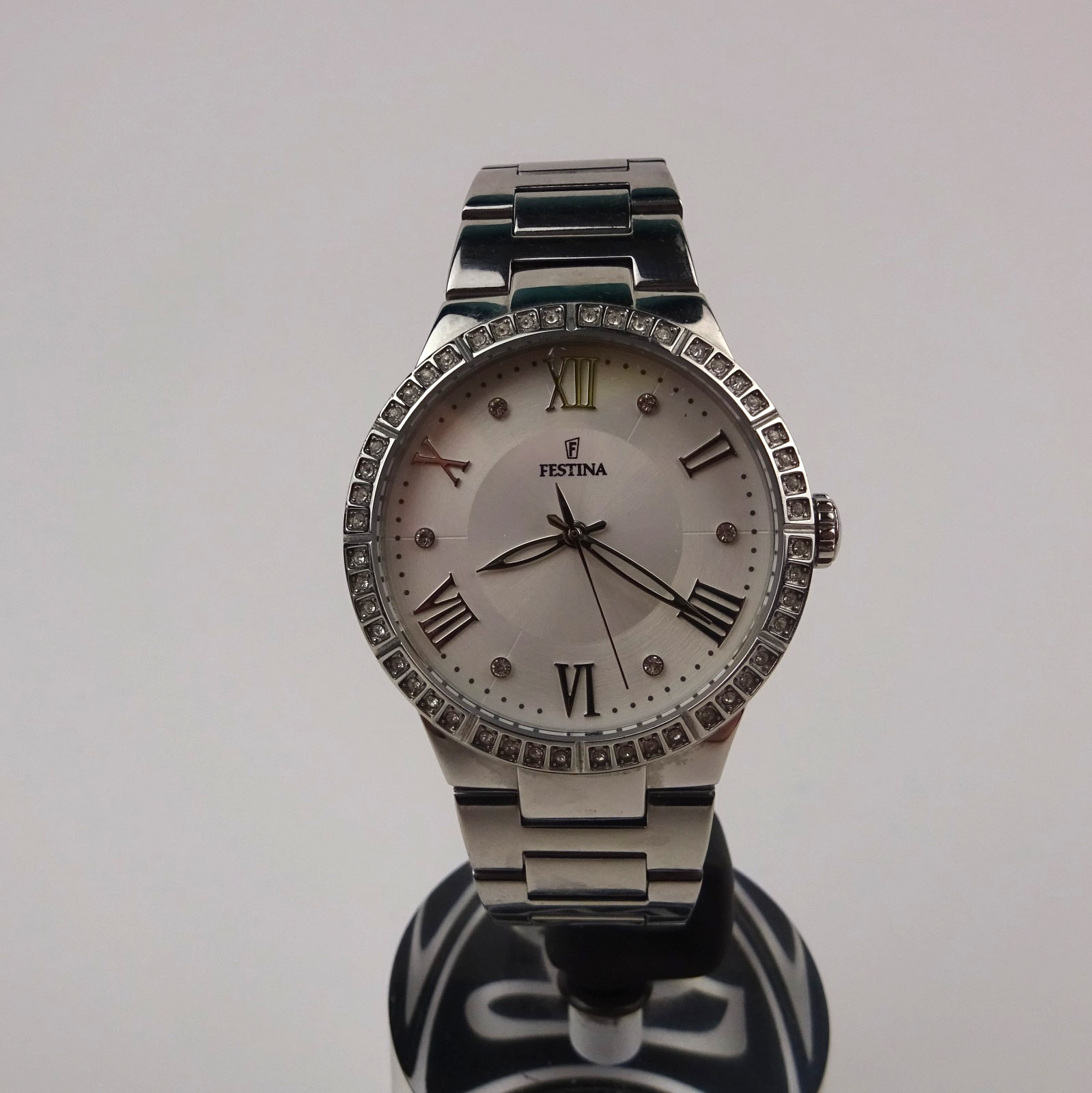 Festina F16719-1 Ladies Boyfriend Watch Stainless Steel Gem Set Silver Dial