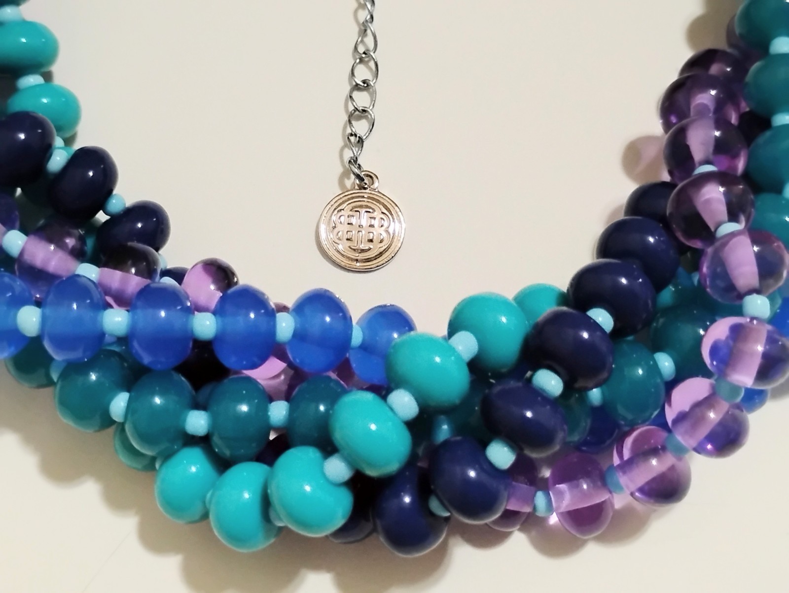 Dana Buchman Multistrand Beaded Statement Necklace Twisted Chunky Purple Teal