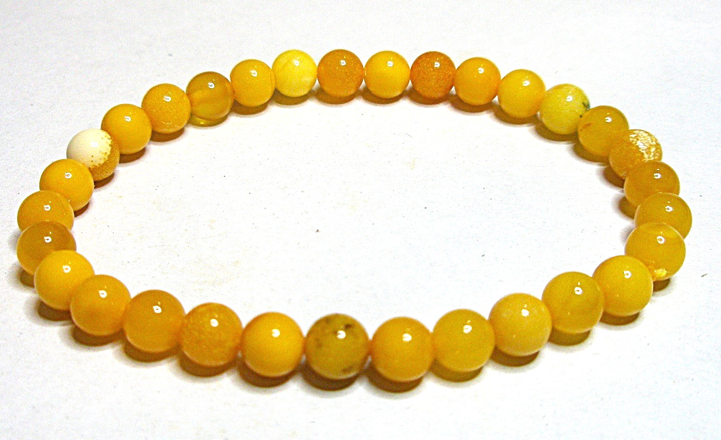 Baltic Amber Bracelet Round Beads 5 mm Egg Yolk Butterscotch Polished 16 cm