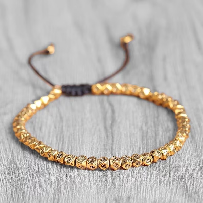 Tibetan Copper Bead Bracelet for Good Luck and Wealth Healing Jewelry Men Women