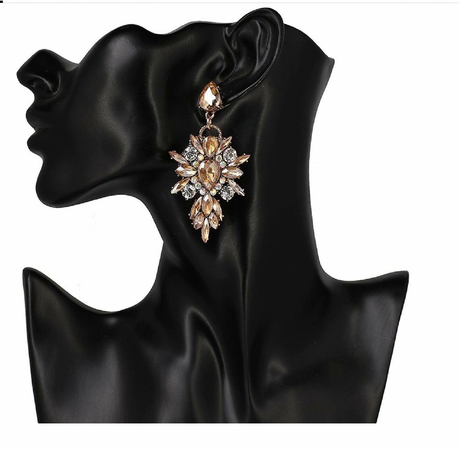 Chandelier Earrings Topaz Rhinestone Crystal 2.8 in