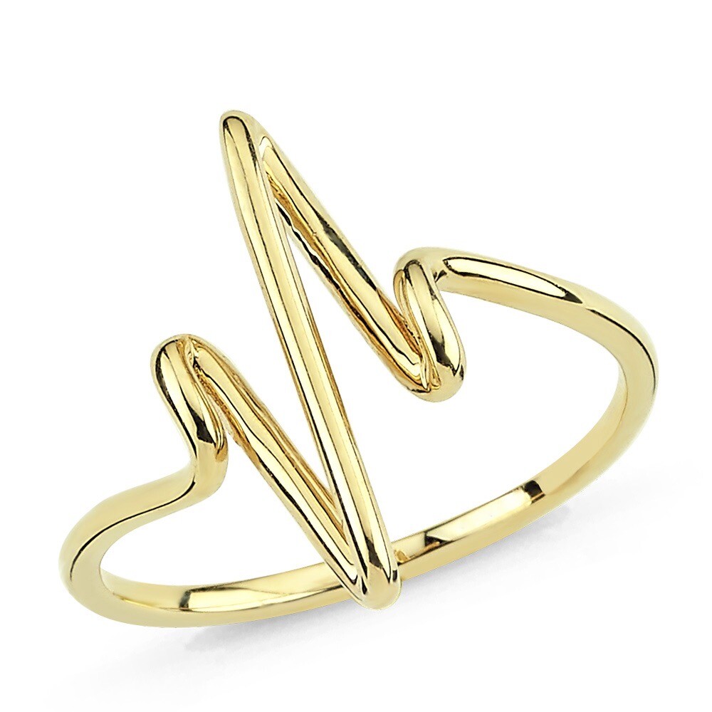 14K Gold Heartbeat Ring, Lifeline Pulse Ring, Minimalist Heartbeat Ring Womens
