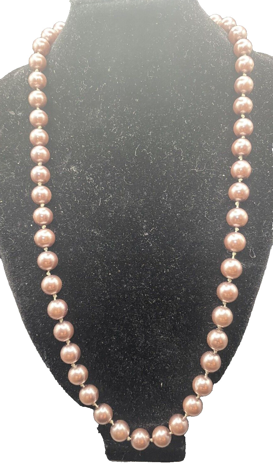 Vintage Necklace Imitation Mauve Pink Glass 8 mm Pearl 20″ Hand Knotted Corpcore