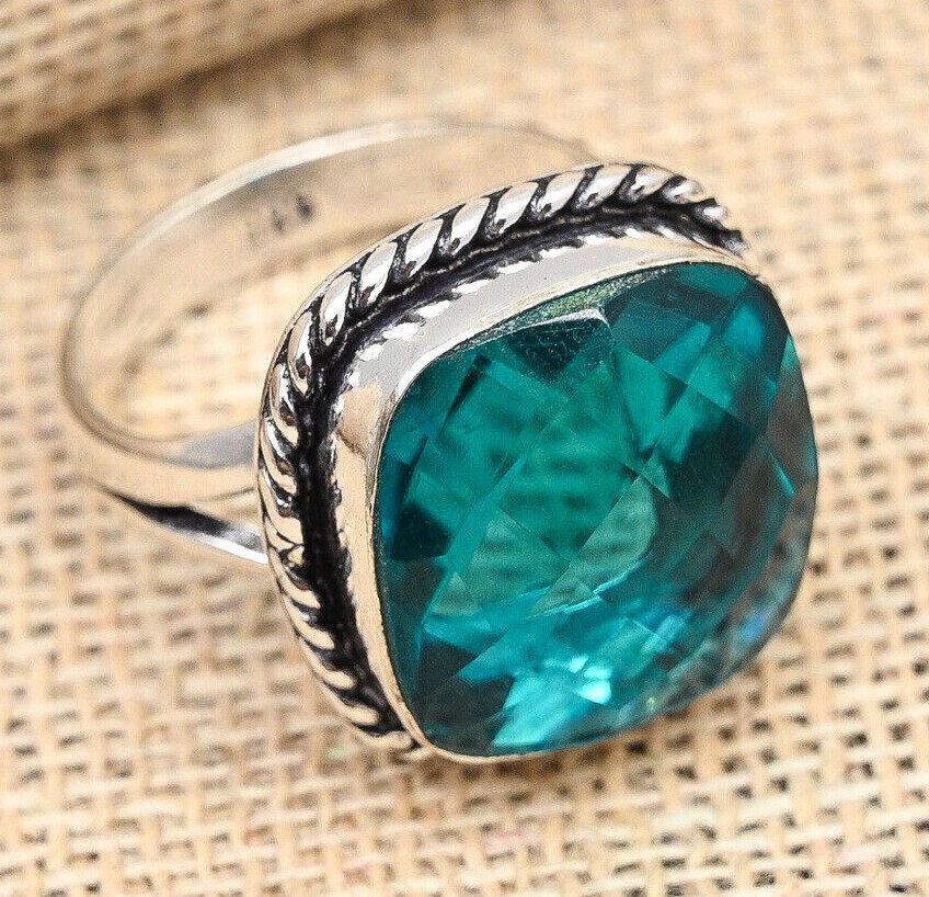 Indicolite Tourmaline Gemstone Handmade 925 Sterling Silver Women Jewelry Ring