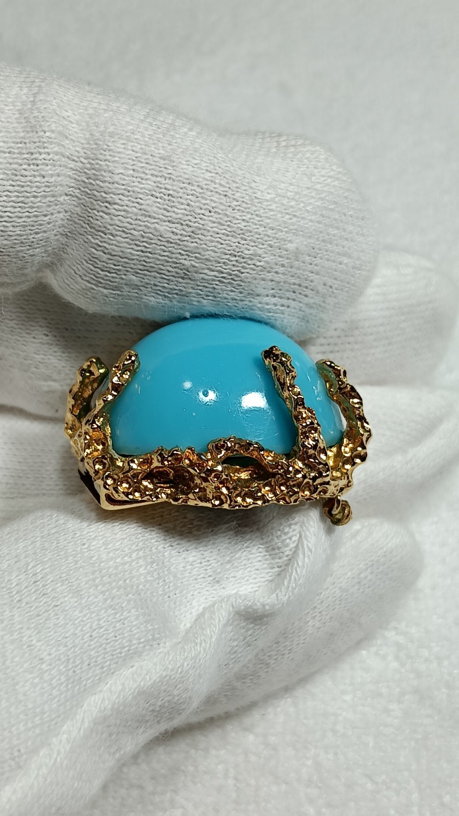 Vintage Panetta Blue Glass Gold Tone Beaded Necklace Clasp ONLY