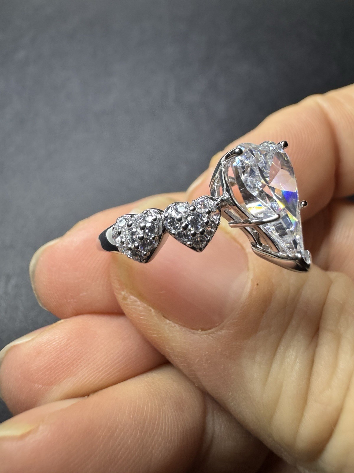 Diamonique X Jennifer Miller Sterling Silver Heart Pave Ring 9