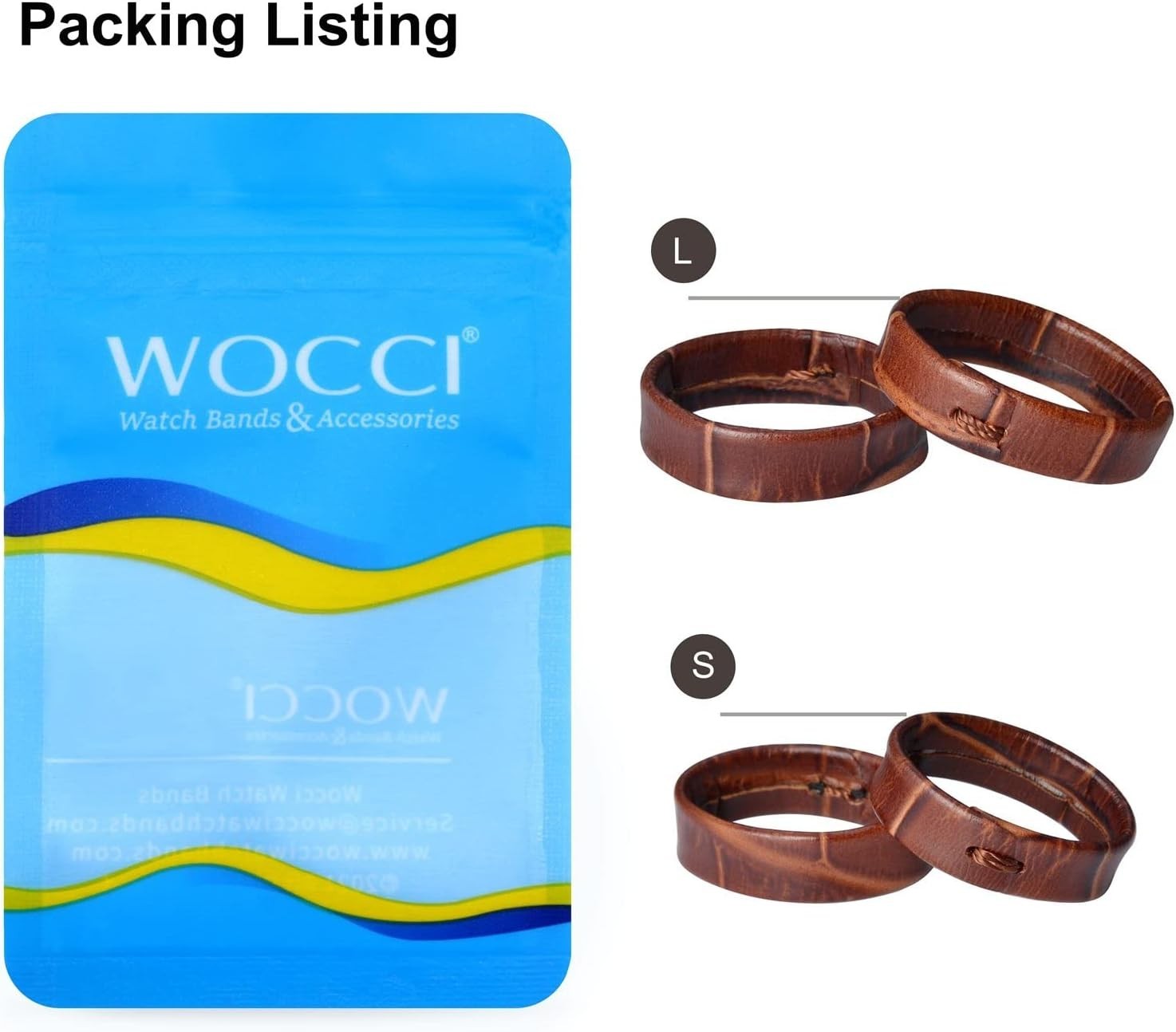 Elegant Brown Leather Watch Band Holder Loops – Fit for 16mm to 22mm Straps
