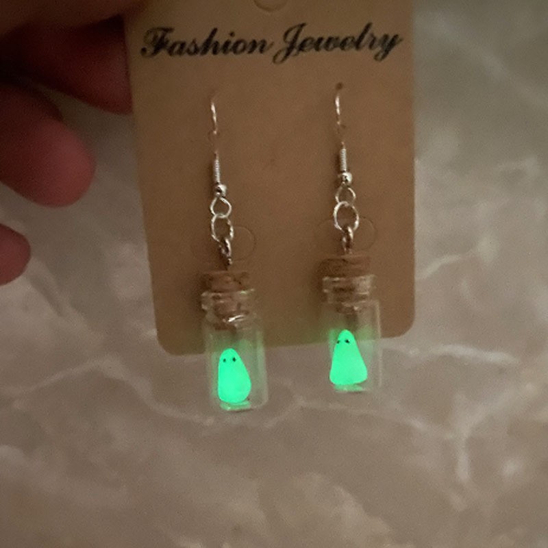 Glow in the Dark Ghost in a Bottle Necklace Luminous Halloween Spooky Jewelry