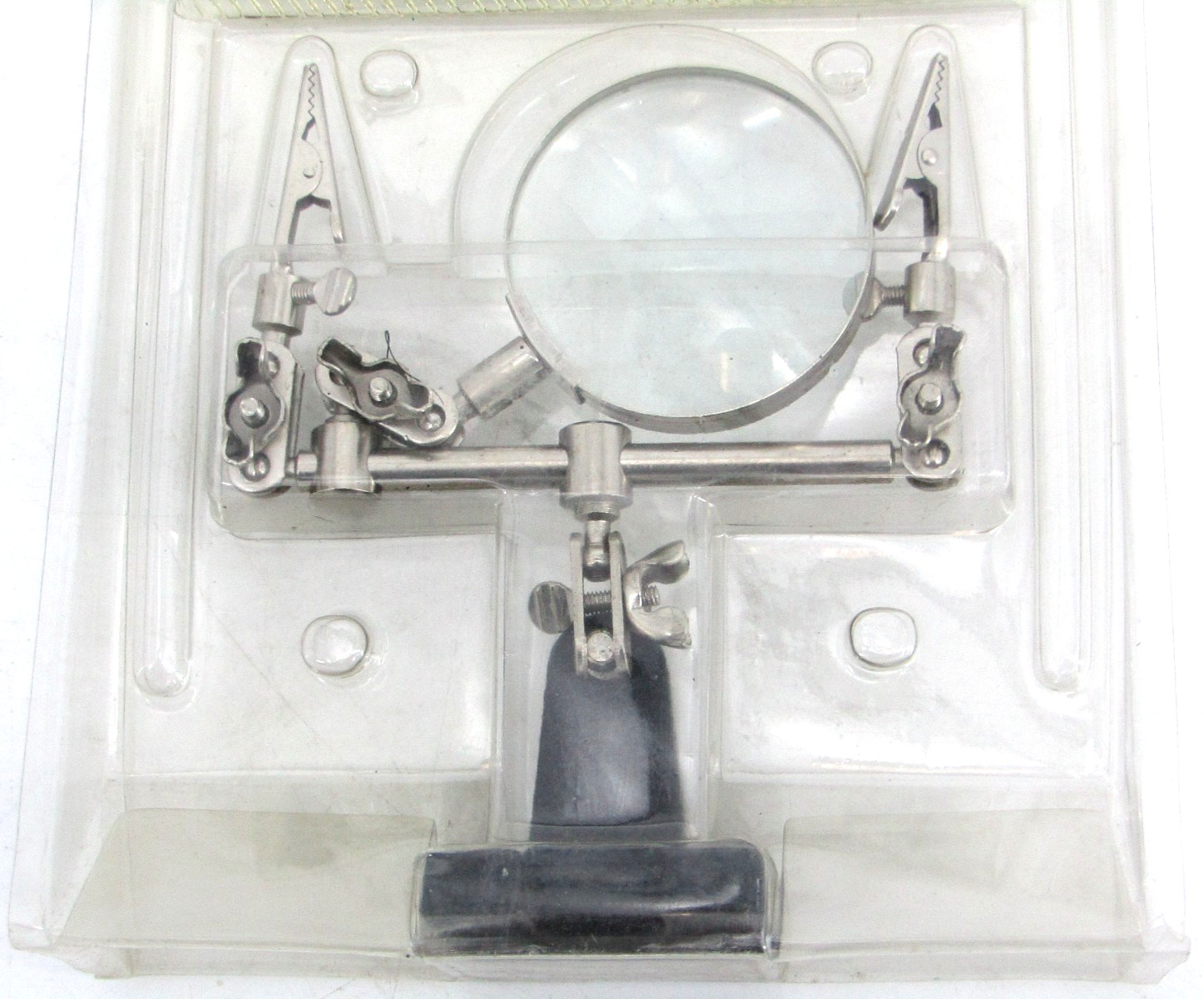 Magnifying Glass w/ Clips Photo Memo Holder Weighted Base Craft Tool Tiny Hand