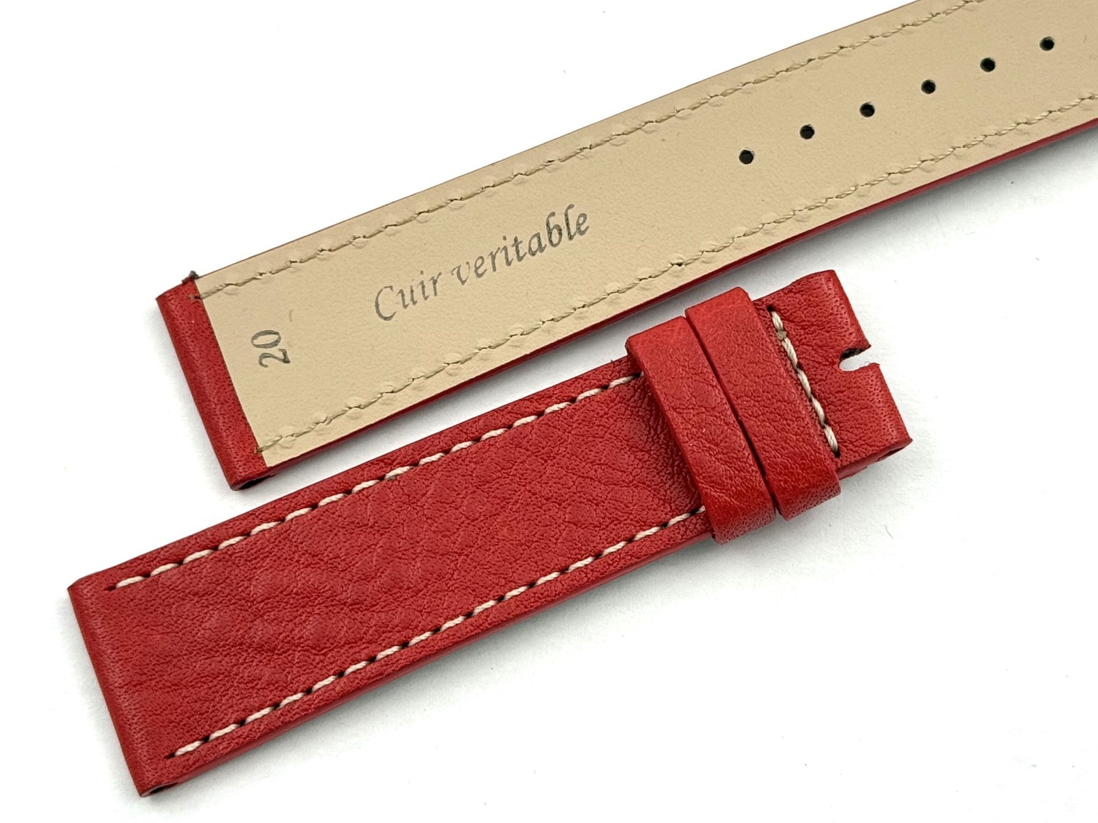 Vintage Red Leather Strap Various Sizes Accessories Spare Parts Watches Made Italy