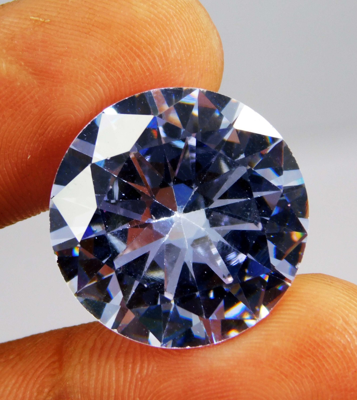 Natural 32.45 Ct Cambodian White Zircon Round Cut Loose Gemstone