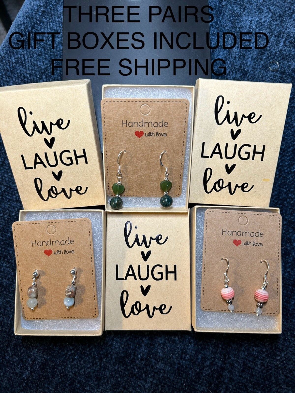 3 Pairs if Earrings GIFT BOXES INCLUDED and FREE SHIPPING