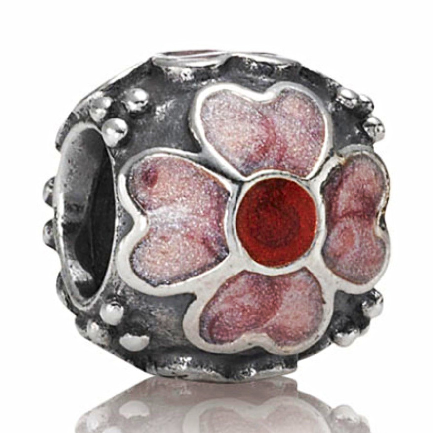 Pandora Sterling Silver Pink Red Enamel Daisy Charm Retired Authentic 925