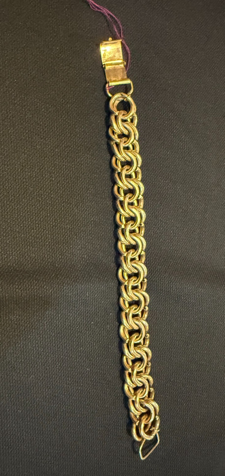 Vintage 1/20 12K 52G Gold Filled Double Spiral Link Charm Bracelet Heavy Chain