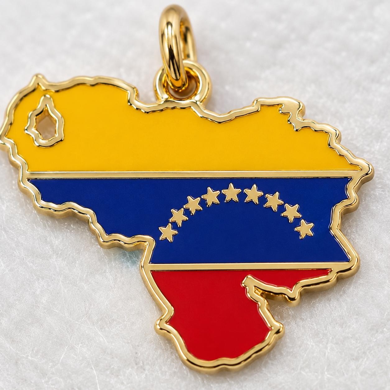 Venezuela Map Pendant Necklace 14k Solid Gold Plain or Enamel Charm