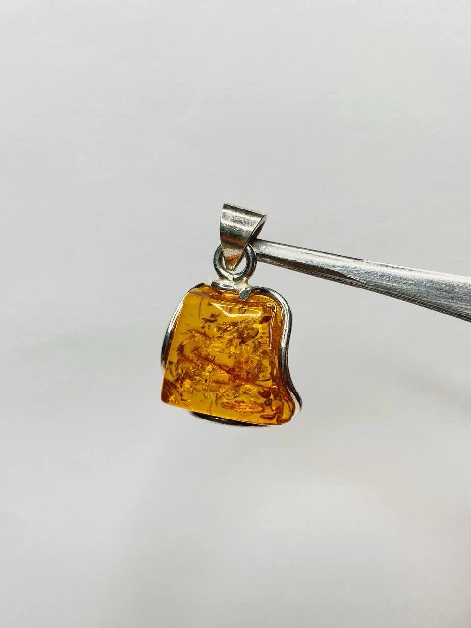 925 Solid Sterling Silver Honey Baltic Amber Designer Oval Beautiful Pendant
