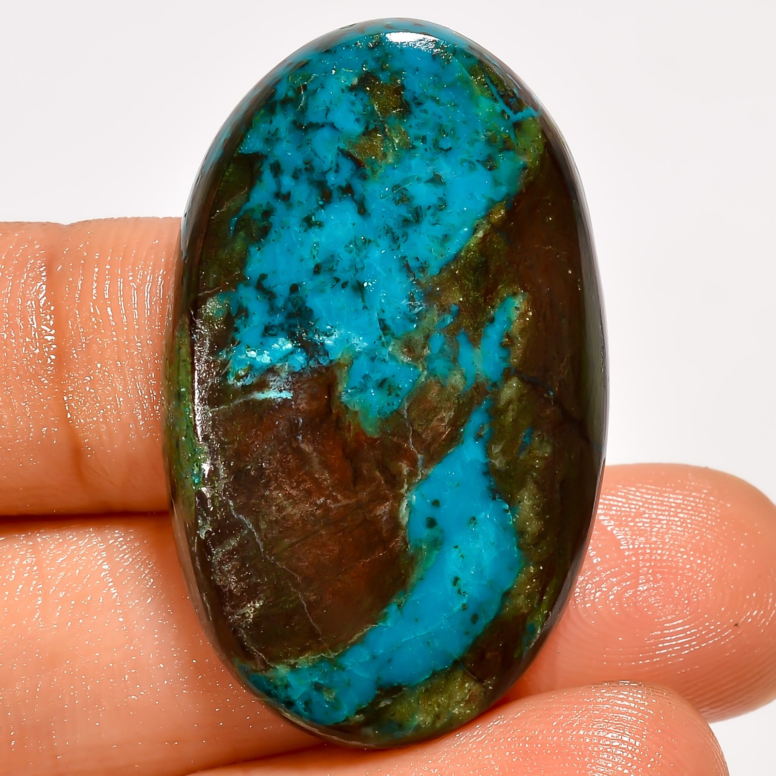 100% Natural Chrysocolla Oval Shape Cabochon Gemstone 39 Ct. 36X22X6 mm UG-4473