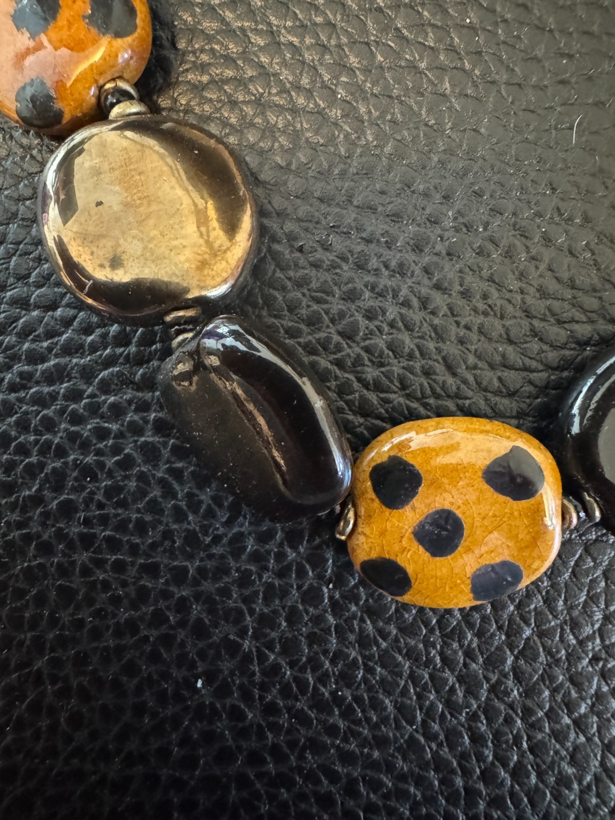 Kazuri Kenya Handmade Ceramic Bead Necklace & Earring Set Fair Trade Black Gold