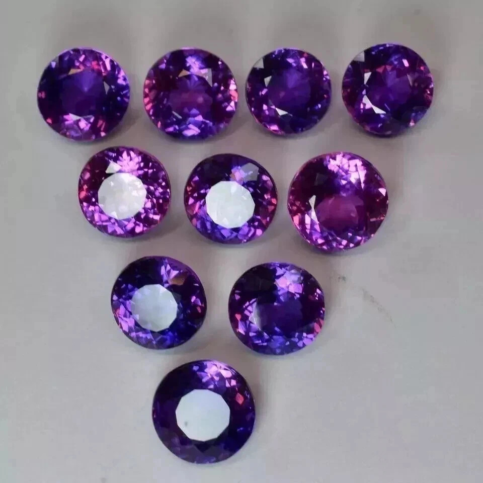 50 Ct 10 Pcs Round Cut Natural Purple Blue Sapphire Lot Sri Lanka Loose Gemstone