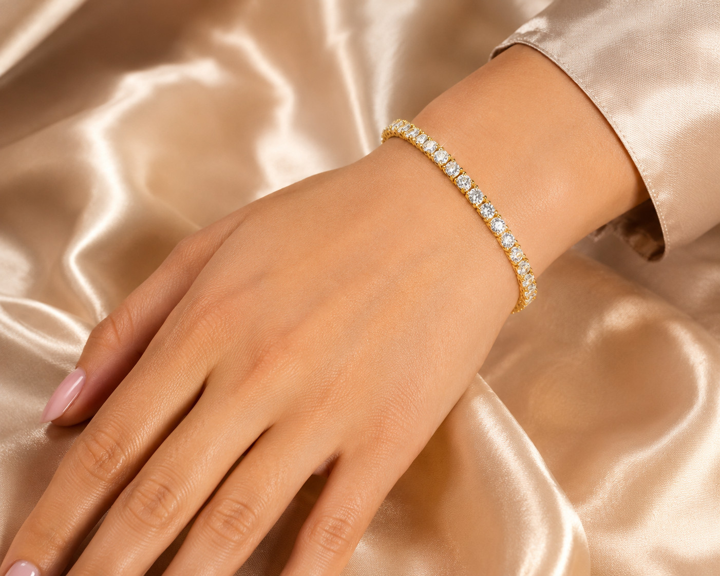10CT Round Cut Simulated Diamond Tennis Bracelet Push Lock 14kYellow Gold Plated