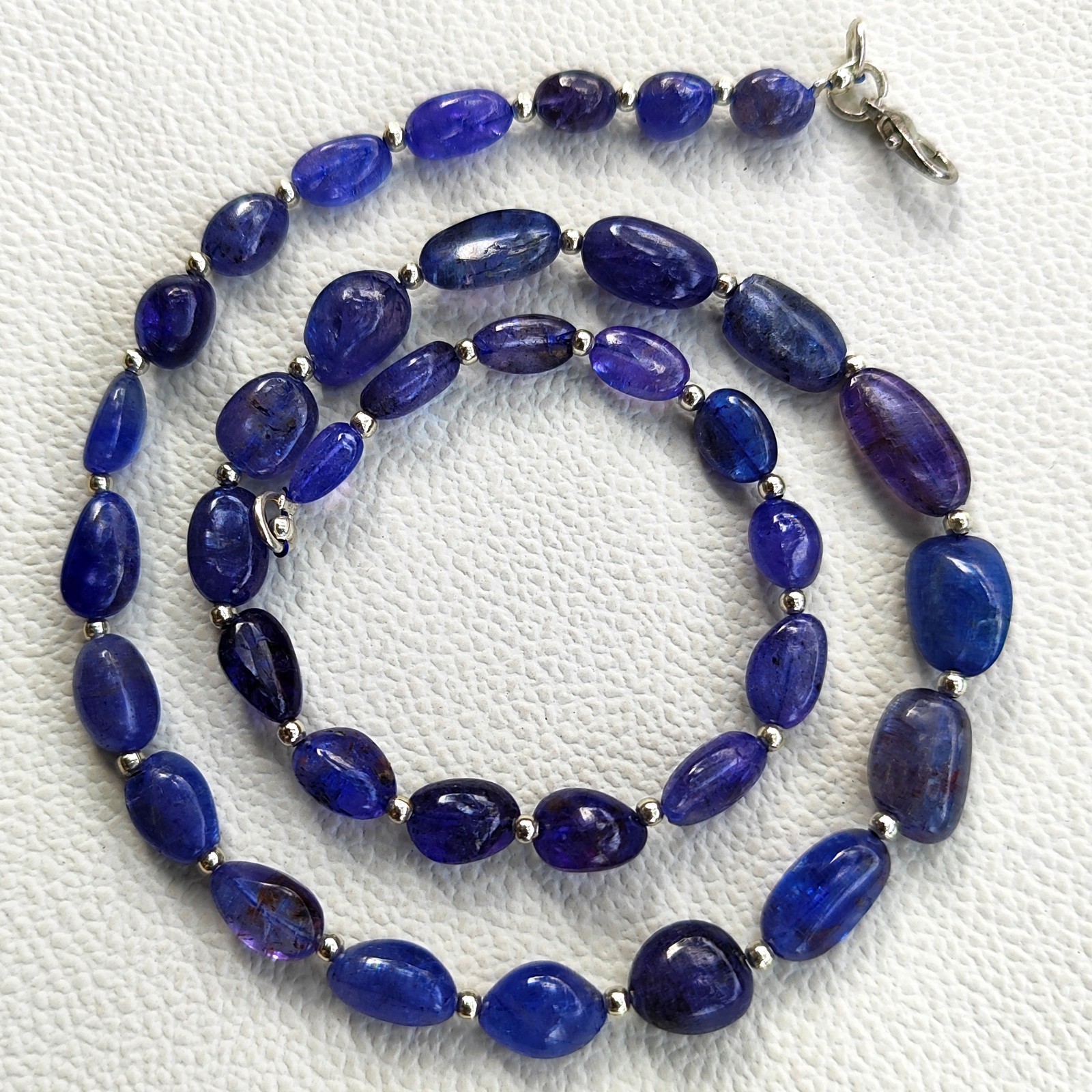 Tanzania Bicolor Tanzanite Smooth Nugget Beads Necklace 17.5 Inch 9-12mm Gems