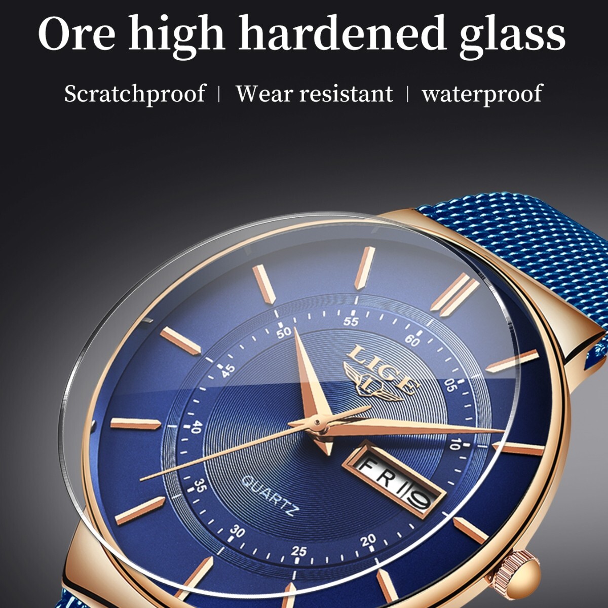 Waterproof Men Watch Ultra Thin Casual Business Stainless Steel Quartz Date Week