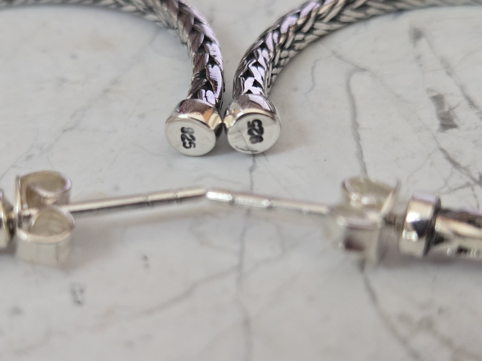 Bali Legacy Sterling Silver Tulang Naga Weave Hoop Earrings, 33mm 8.8 grams