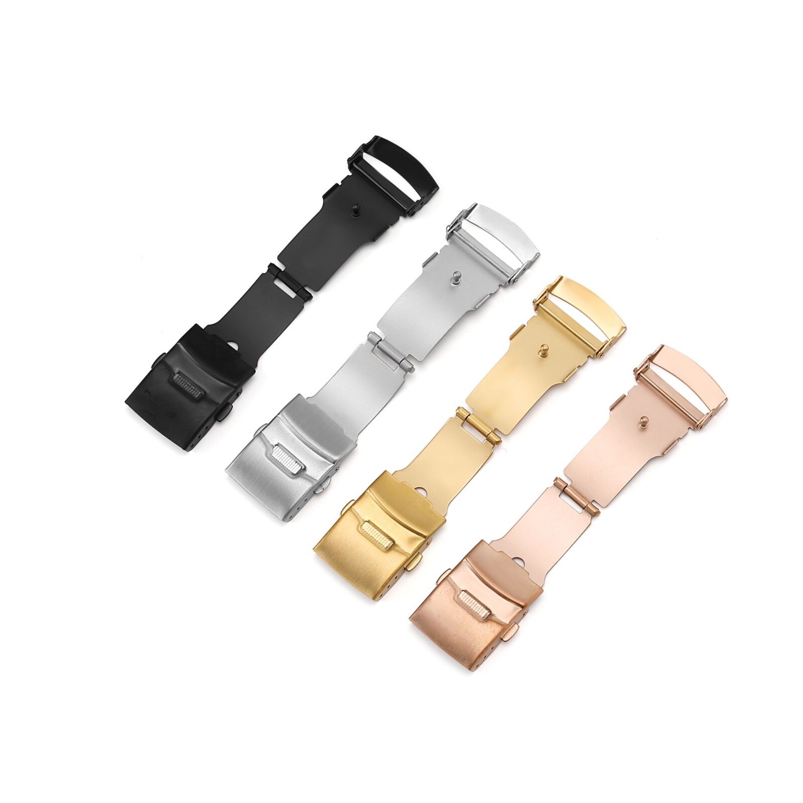 Metal Watch Buckle Double Click Button Stainless Steel Diving Deployment Clasp