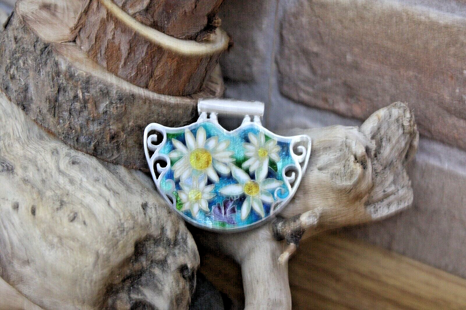 Sterling Silver handmade minankari – cloisonne enamel- Flowers