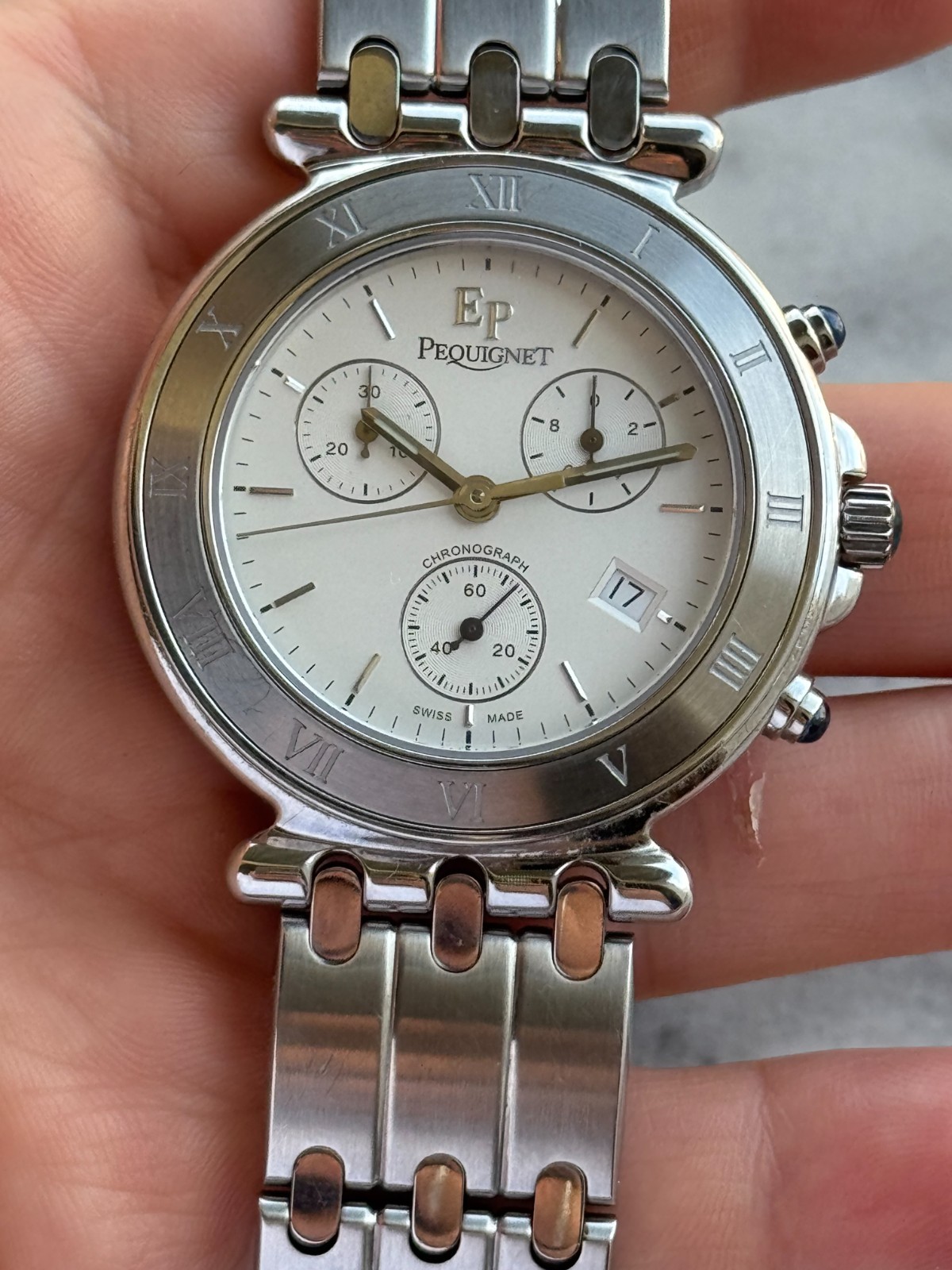 Pequignet Moorea Classique Chronograph Watch Quartz Mens 42mm Swiss 1350433