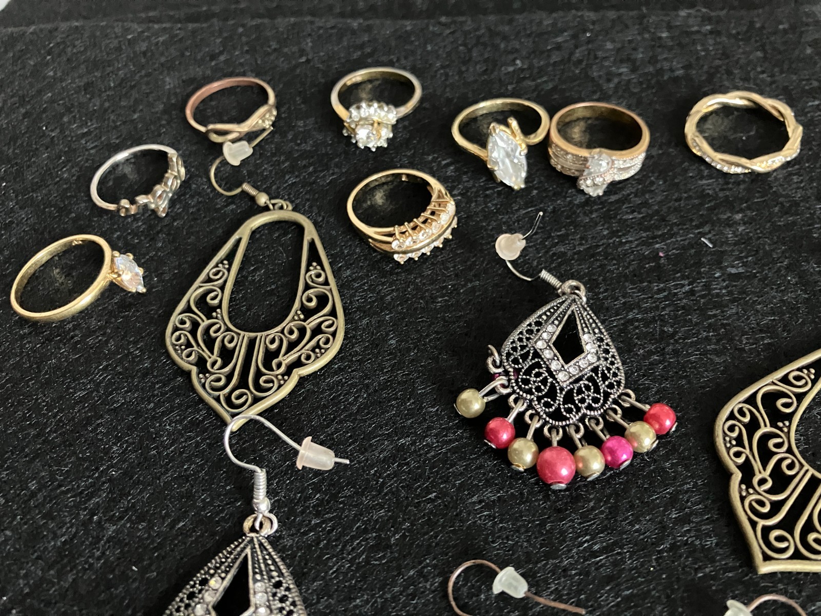Lot Of Costume Rings and Earrings 8 Rings and 3 Earrings