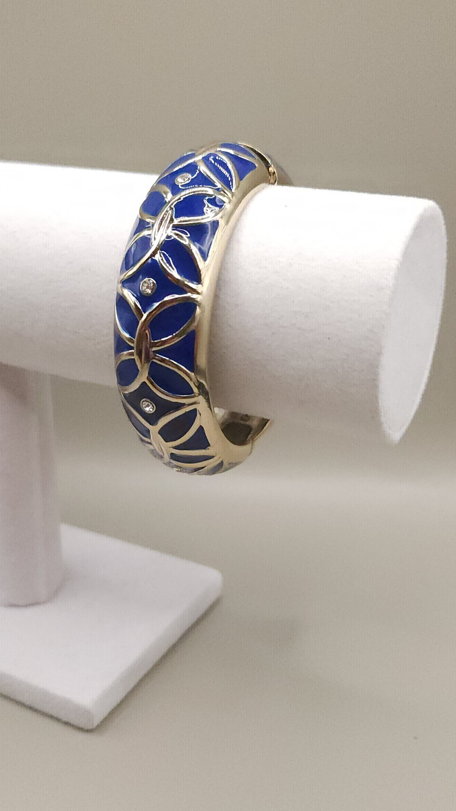 Sequin New York Blue Enamel Hinged Bangle Bracelet Crystal Accent Nordstrom 7″