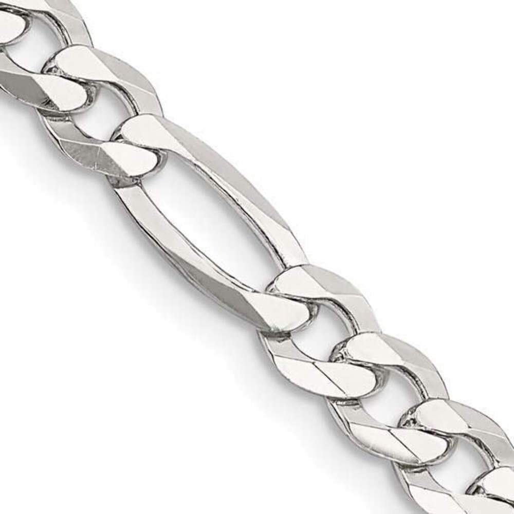 Sterling Silver 5.5mm Flat Figaro Chain Necklace 18in