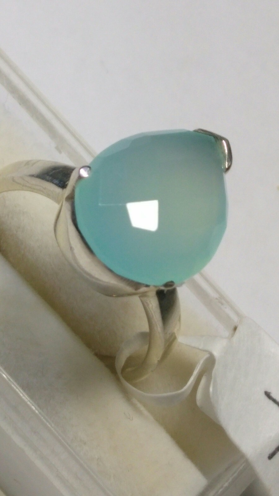 DREAMY SEA BLUE CHALCEDONY IN STERLING SILVER 925 RINGS SIZE 9.0-9.25,10.0-10.25