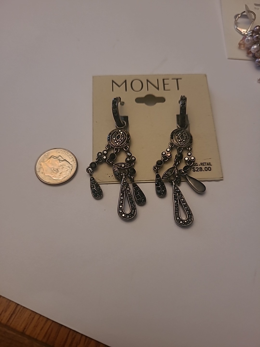 MONET Marcasite Chandelier Earrings See Pictures FREE SHIPPING
