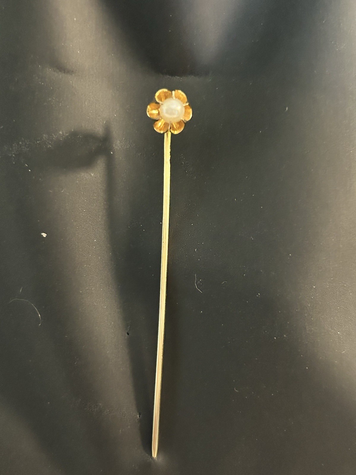 Antique Larter & Sons 14K Yellow Gold Seed Pearl Stick Pin in Presentation Box
