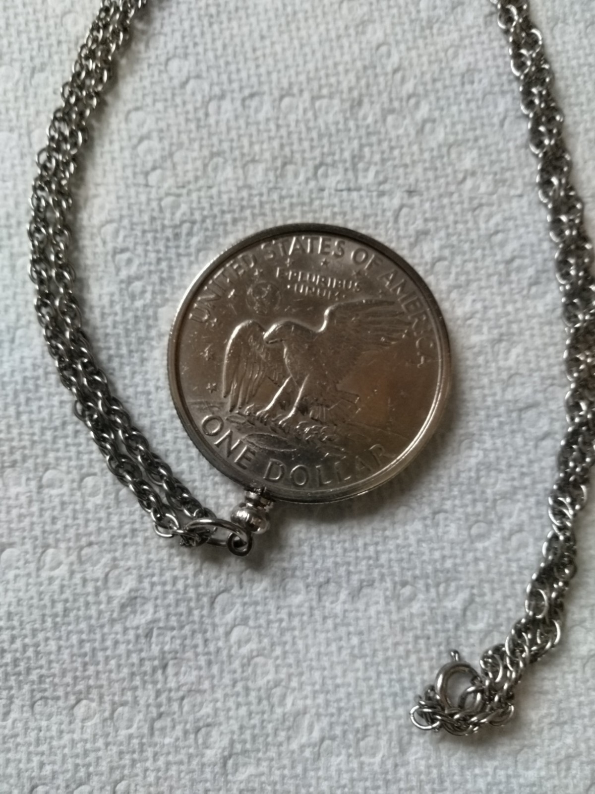 1972 Eisenhower Dollar Necklace with a 23 Inch metal Chain !!!!!